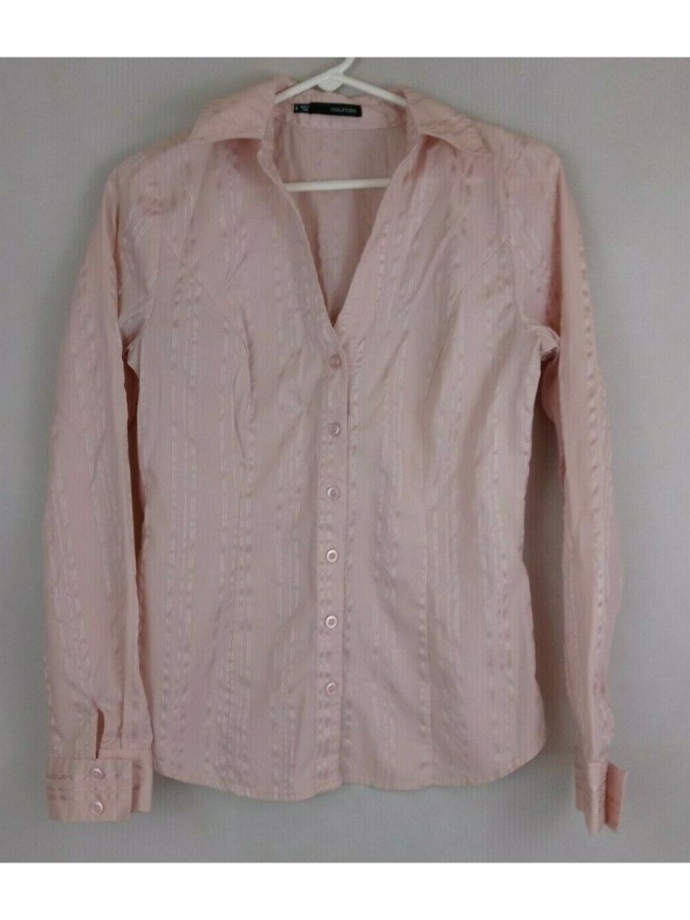 Maurices Women's Pink Long Sleeve Button Up Satin Stripe Blouse Size Small